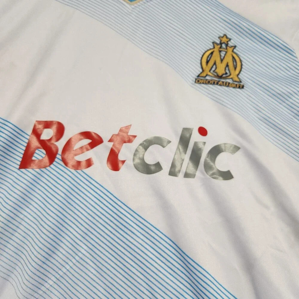 Olympique Marseille Youth Large Soccer Jersey 100% Polyester White Blue New Fan